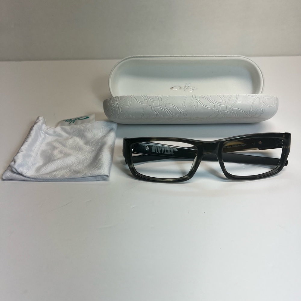Oakley Grey Tortoise Rectangular Glasses with Glossy Finish